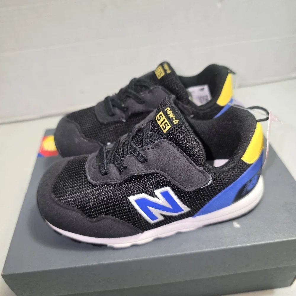 New Balance 515 New-B Hook & Loop Toddler Size 7.5 Wide Black NW515BA